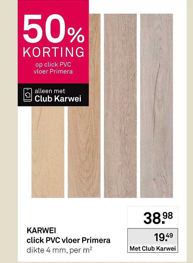 click PVC vloer Primera 50% KORTING alleen met Club Karwei