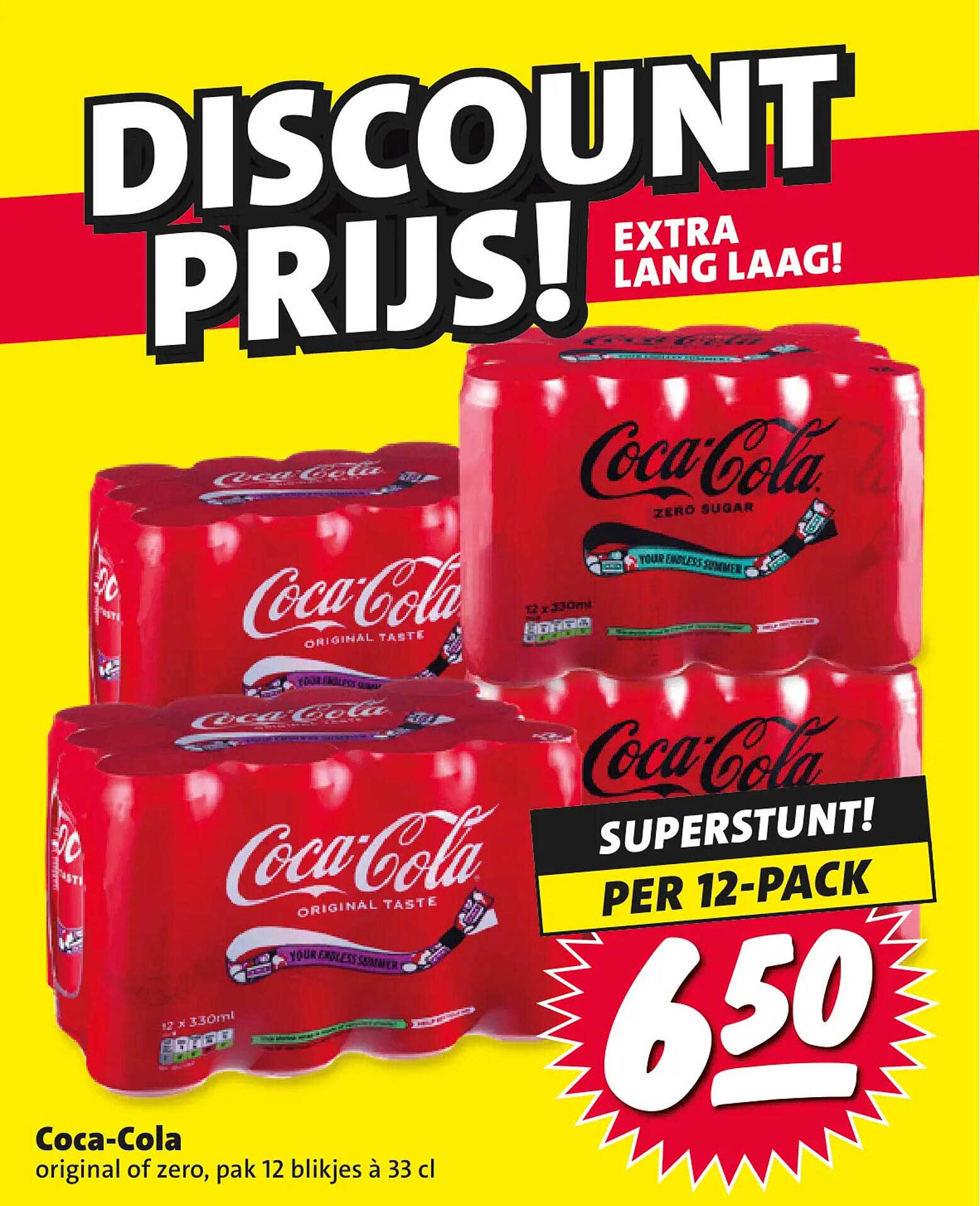 Coca-Cola original of zero, pak 12 blikjes à 33 cl