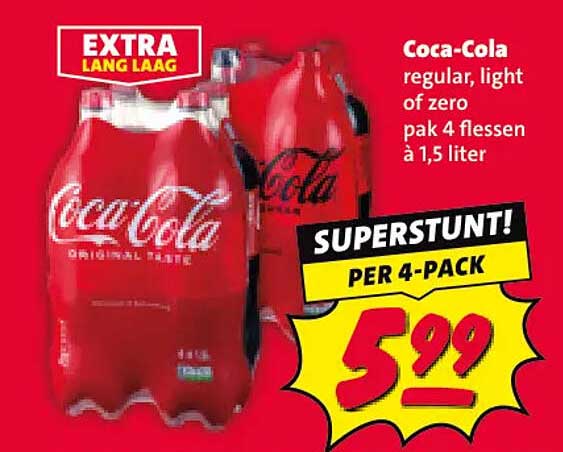 Coca-Cola regular, light of zero pak 4 flessen à 1,5 liter SUPERSTUNT! PER 4-PACK