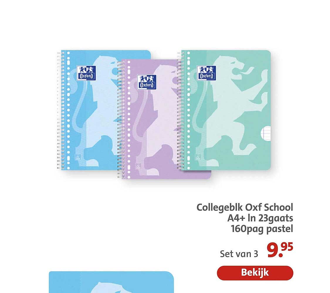 Collegebk Oxf School A4+ In 23gaats 160pag pastel