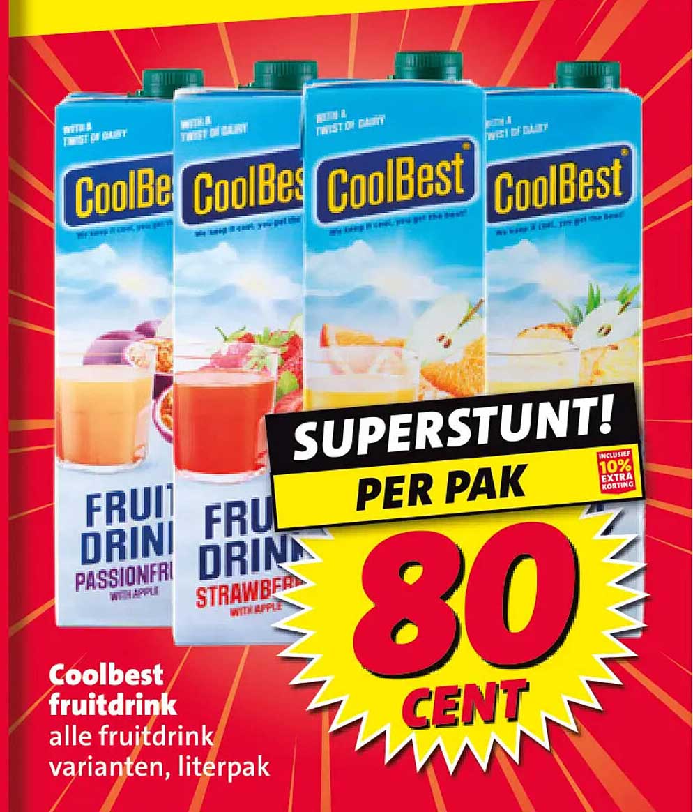 Coolbest fruitdrink alle fruitdrink varianten, literpak