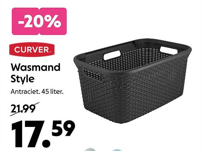 CURVER Wasmand Style Antraciet, 45 liter -20%