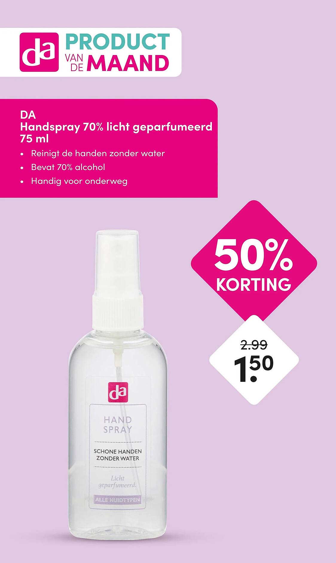 DA Handspray 70% licht geparfumeerd 75 ml