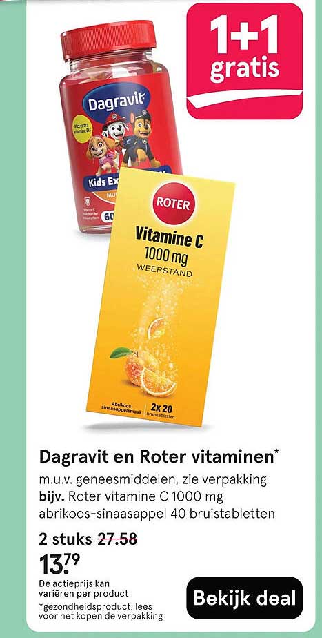 Dagravit en Roter vitaminen* 1+1 gratis