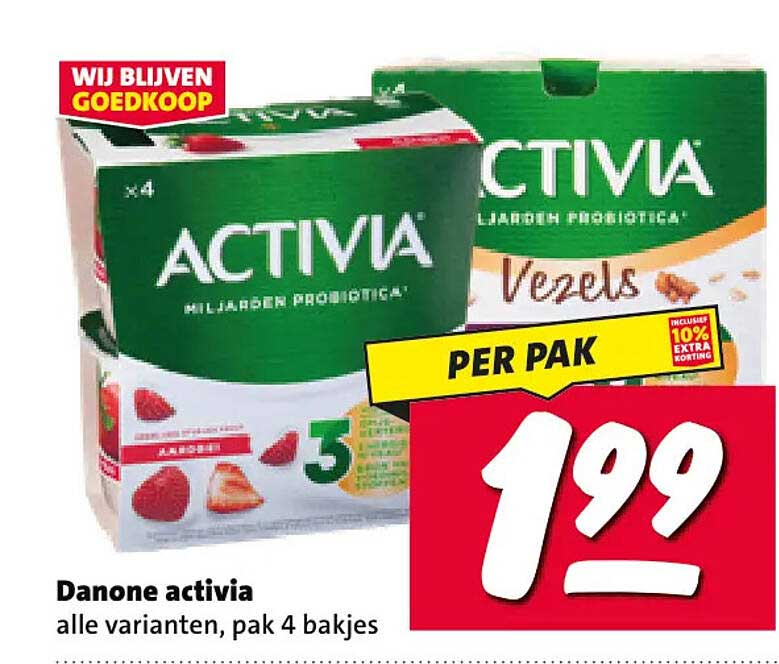 Danone activia alle varianten, pak 4 bakjes