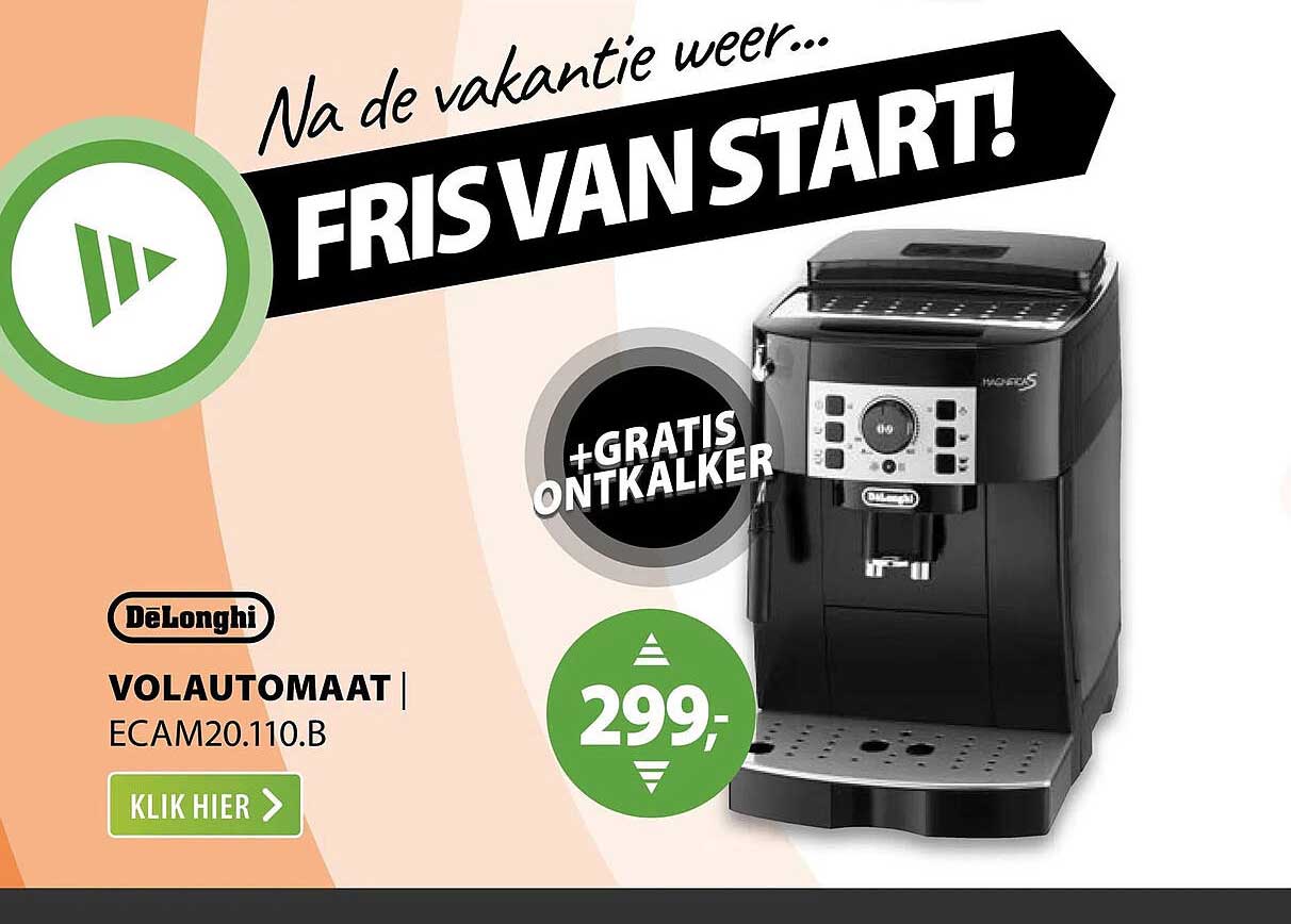 DeLonghi volautomaat ECAM20.110.B + gratis ontkalker