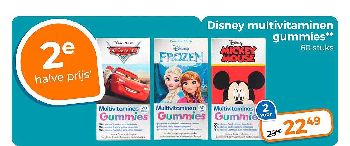 Disney multivitaminen gummies 60 stuks 2e halve prijs