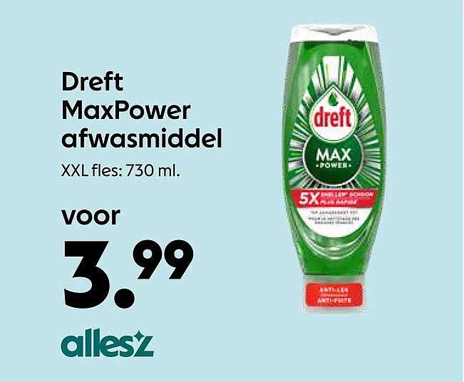 Dreft MaxPower afwasmiddel XXL fles: 730 ml.