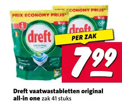 Dreft vaatwastabletten original all-in one zak 41 stuks PER ZAK