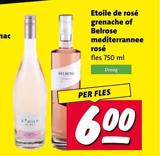 Etoile de rosé grenache of Belrose mediterranee rosé fles 750 ml PER FLES