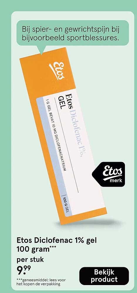 Etos Diclofenac 1% gel 100 gram***