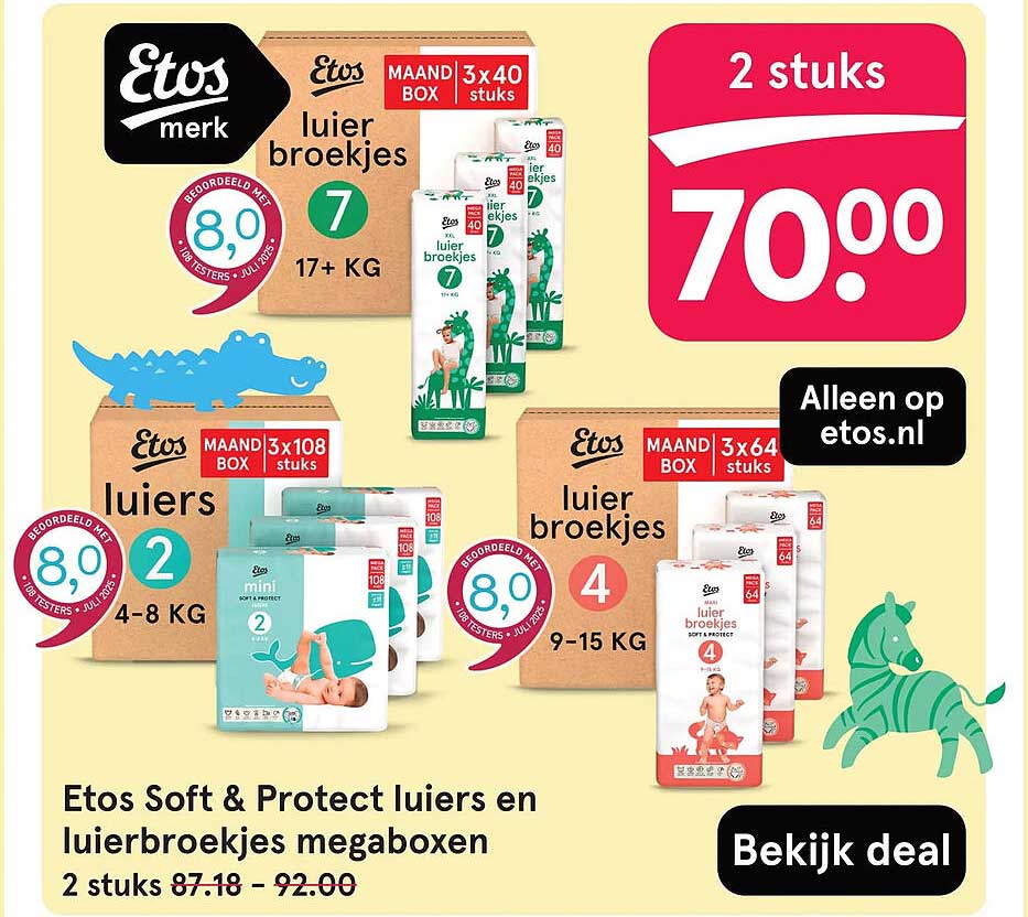 Etos Soft & Protect luiers en luierbroekjes megaboxen 2 stuks