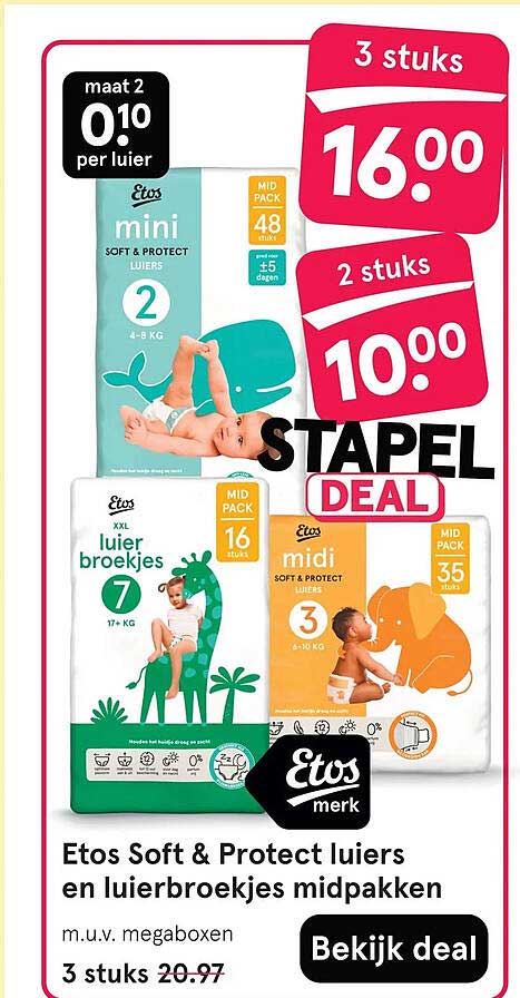 Etos Soft & Protect luiers en luierbroekjes midpakken
