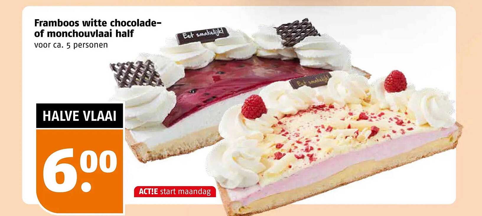Framboos witte chocolade-of monchouvlaai half