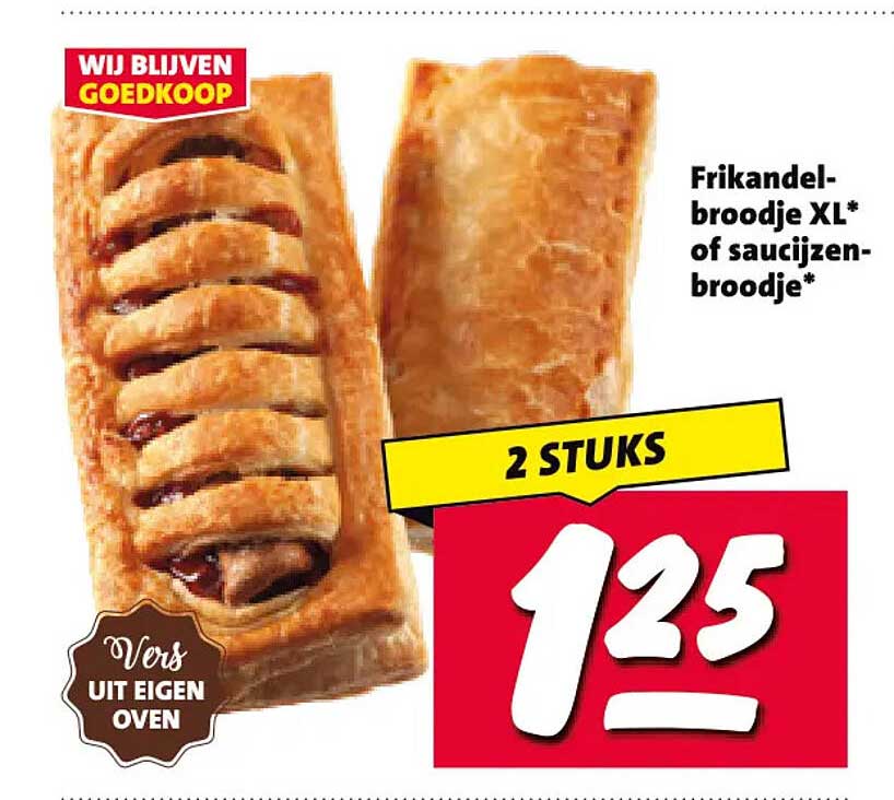 Frikandel-broodje XL* of saucijzen-broodje* 2 stuks