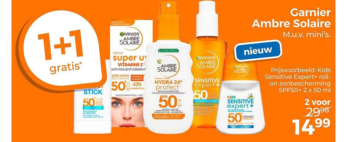 Garnier Ambre Solaire M.u.v. mini’s. 1+1 gratis