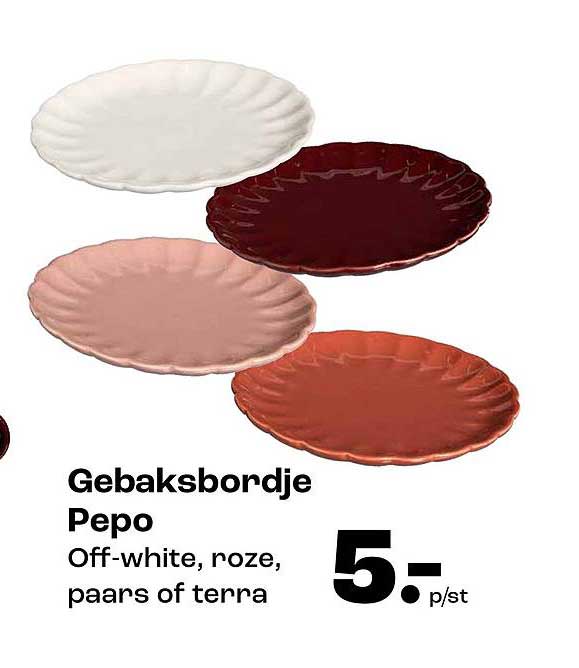 Gebaksbordje Pepo Off-white, roze, paars of terra