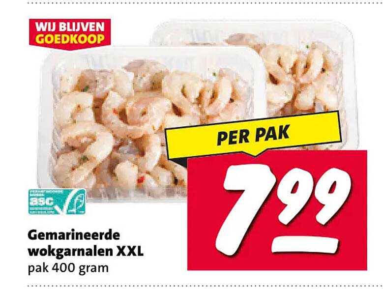 Gemarineerde wokgarnalen XXL pak 400 gram