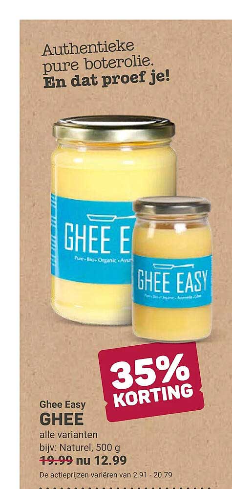 Ghee Easy GHEE alle varianten bijv: Naturel, 500 g 35% KORTING