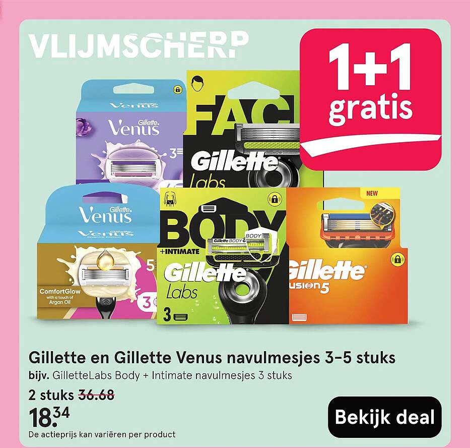 Gillette en Gillette Venus navulmesjes 3–5 stuks 1+1 gratis