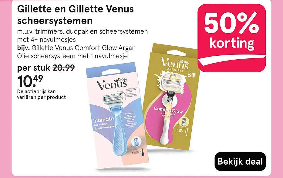 Gillette en Gillette Venus scheersystemen 50% korting
