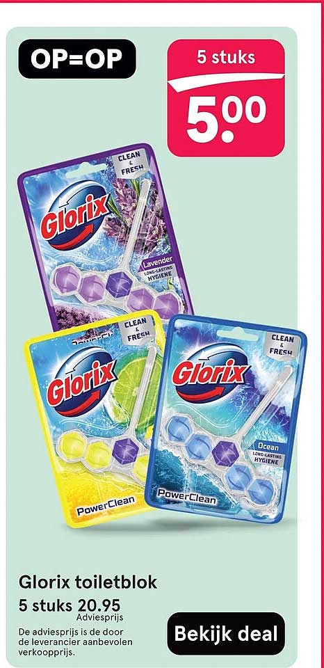 Glorix toiletblok 5 stuks OP=OP