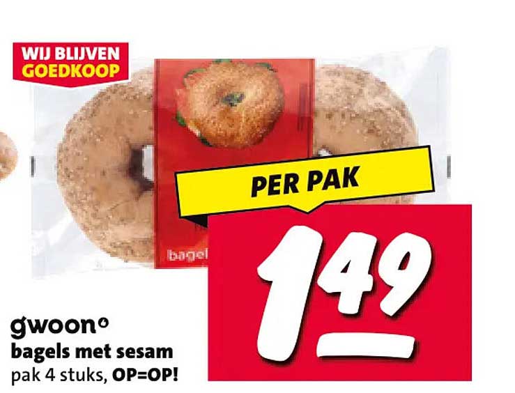 gwoon bagels met sesam pak 4 stuks, OP=OP!