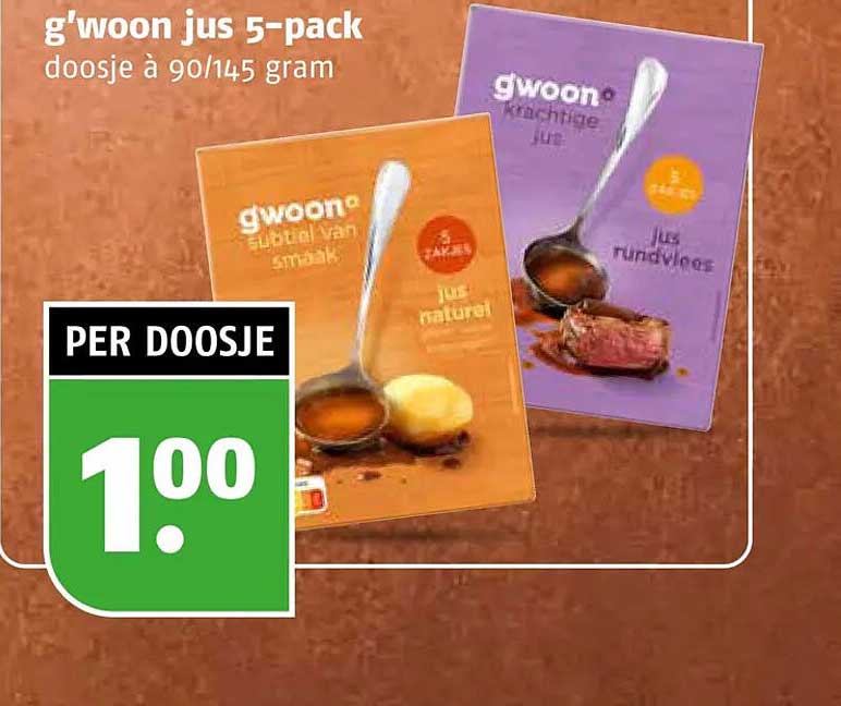 g'woon jus 5-pack doosje à 90/145 gram