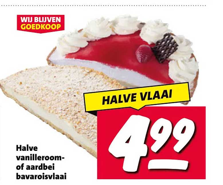 Halve vanilleroom- of aardbei bavaroisvlaai HALVE VLAAI