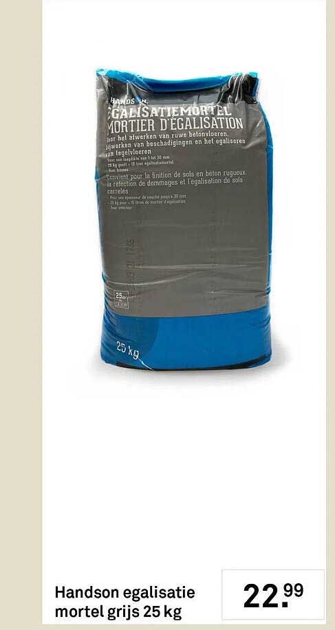Handson egalisatie mortel grijs 25 kg