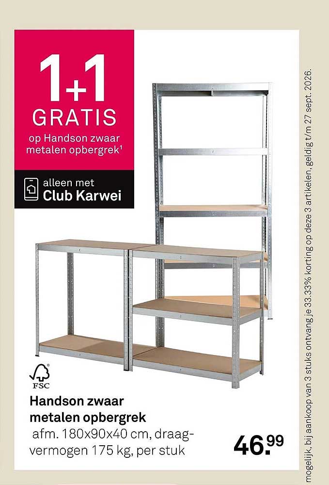 Handson zwaar metalen opbergrek 1+1 GRATIS