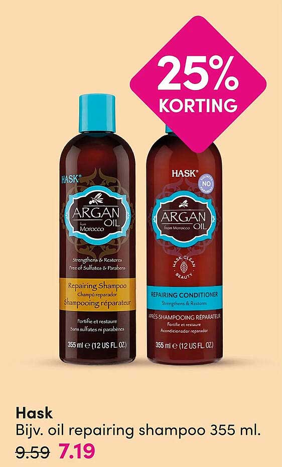Hask Bijv. oil repairing shampoo 355 ml 25% KORTING
