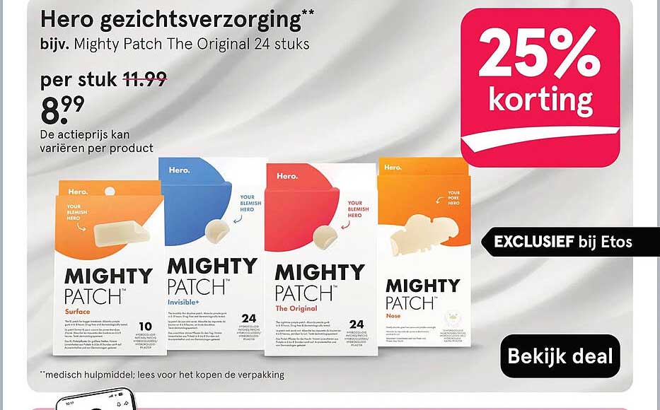 Hero gezichtsverzorging** bijv. Mighty Patch The Original 24 stuks