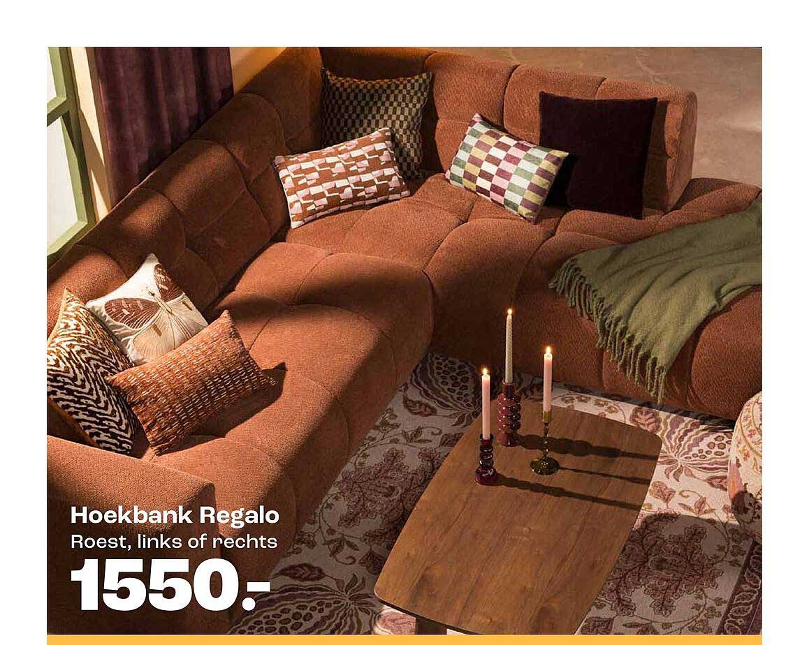Hoekbank Regalo Roest, links of rechts
