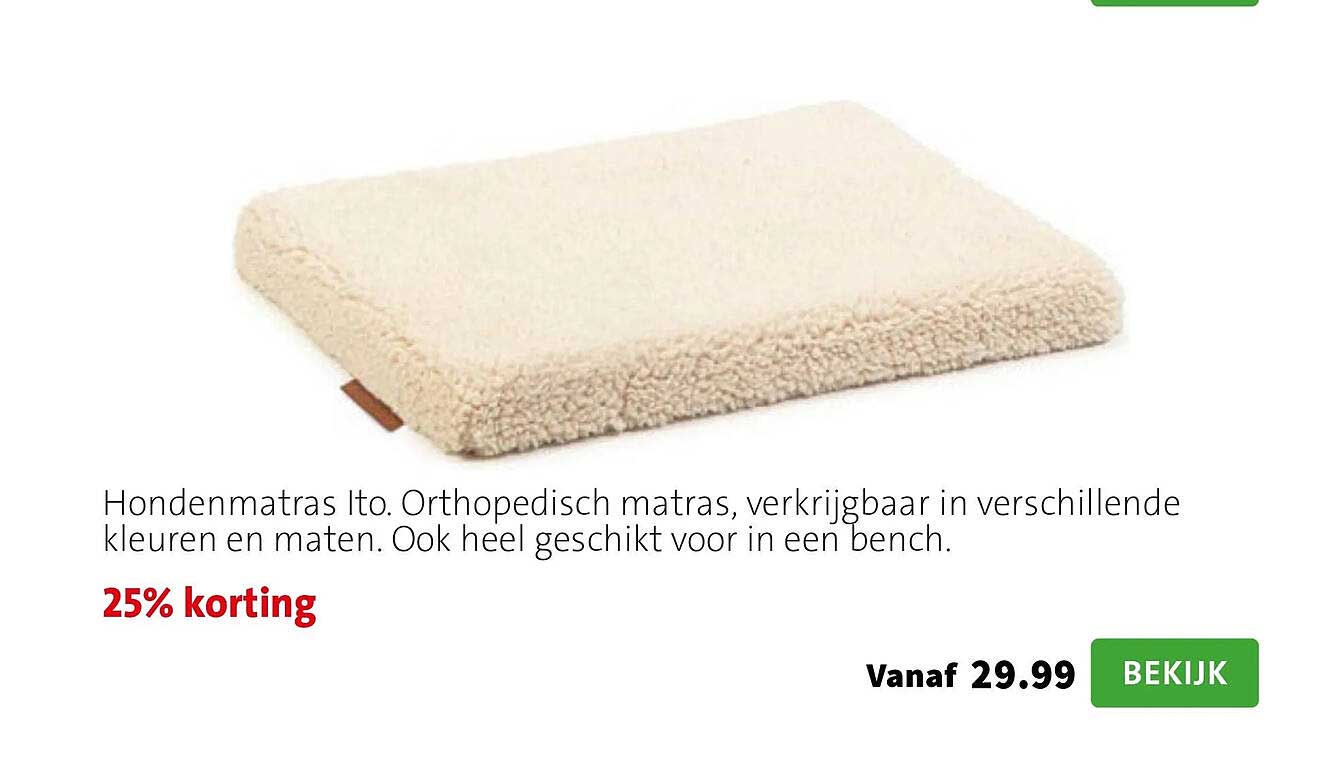 Hondenmatras Ito. Orthopedisch matras, verkrijgbaar in verschillende kleuren en maten. Ook heel geschikt voor in een bench. 25% korting