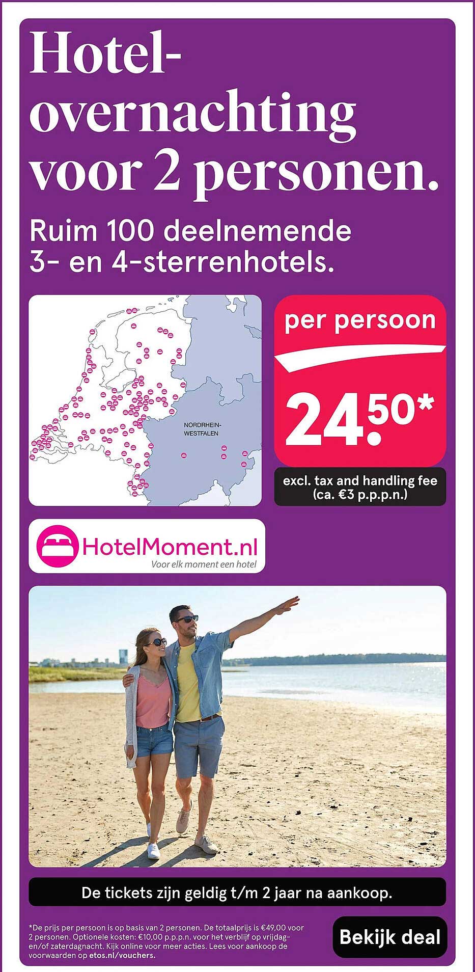 Hotelovernachting voor 2 personen.