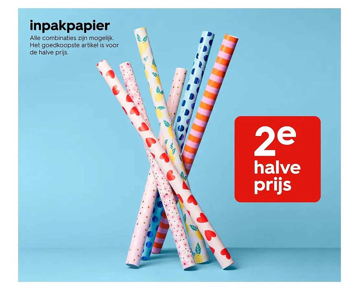 inpakpapier 2e halve prijs
