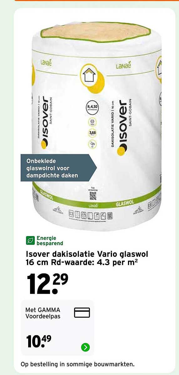 Isover dakisolatie Vario glaswol 16 cm Rd-waarde: 4.3 per m²