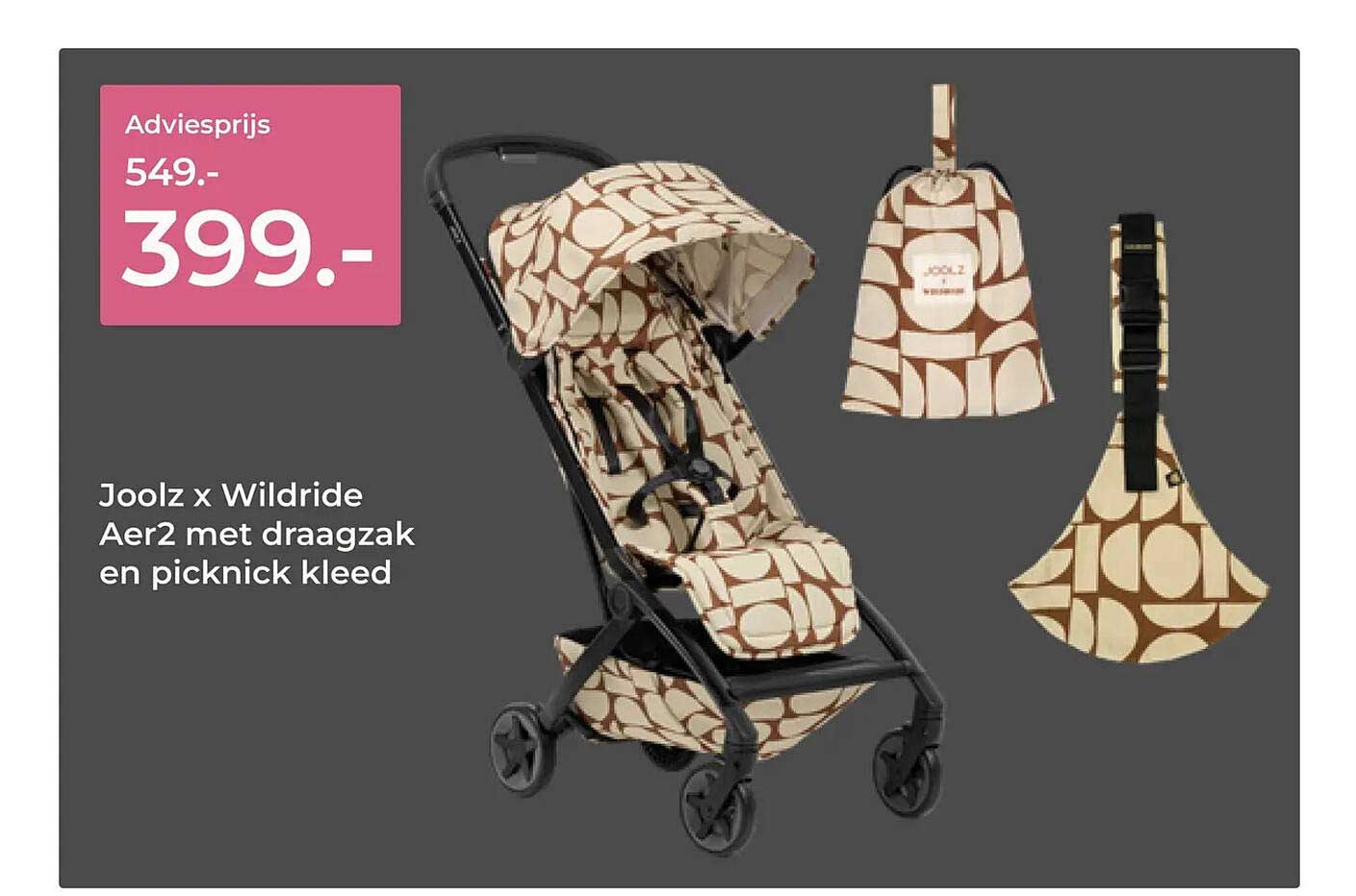Joolz x Wildride Aer2 met draagzak en picknick kleed