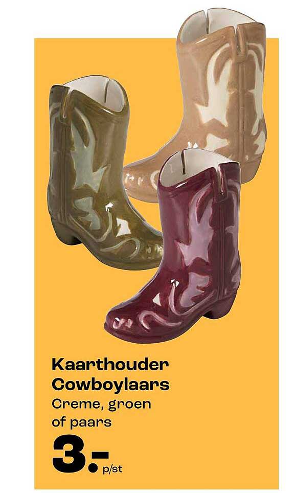 Kaarthouder Cowboylaars Creme, groen of paars