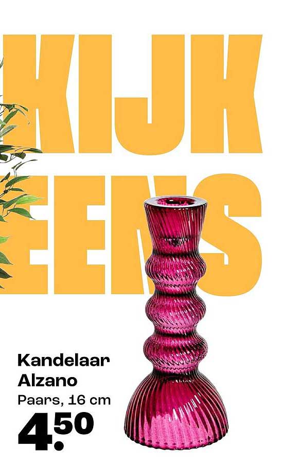 Kandelaar Alzano Paars, 16 cm