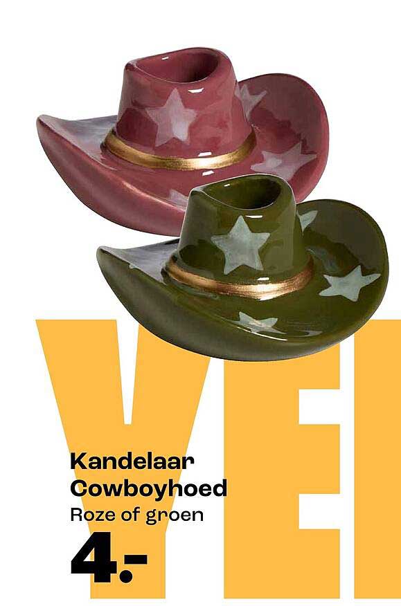 Kandelaar Cowboyhoed Roze of groen