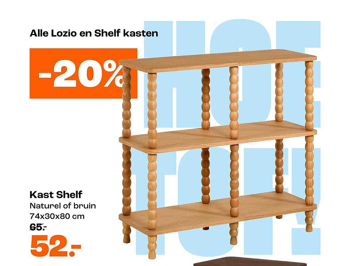 Kast Shelf Naturel of bruin 74x30x80 cm -20%
