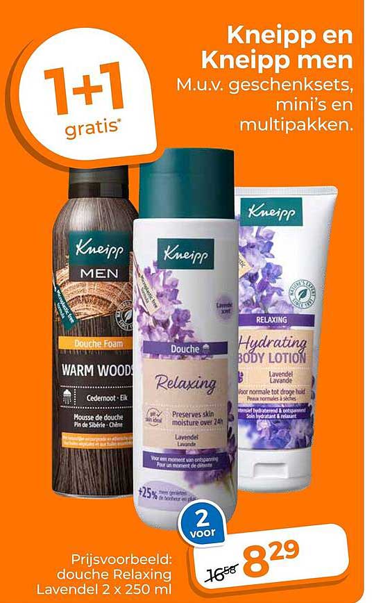 Kneipp en Kneipp men M.u.v. geschenksets, mini's en multipakken. 1+1 gratis