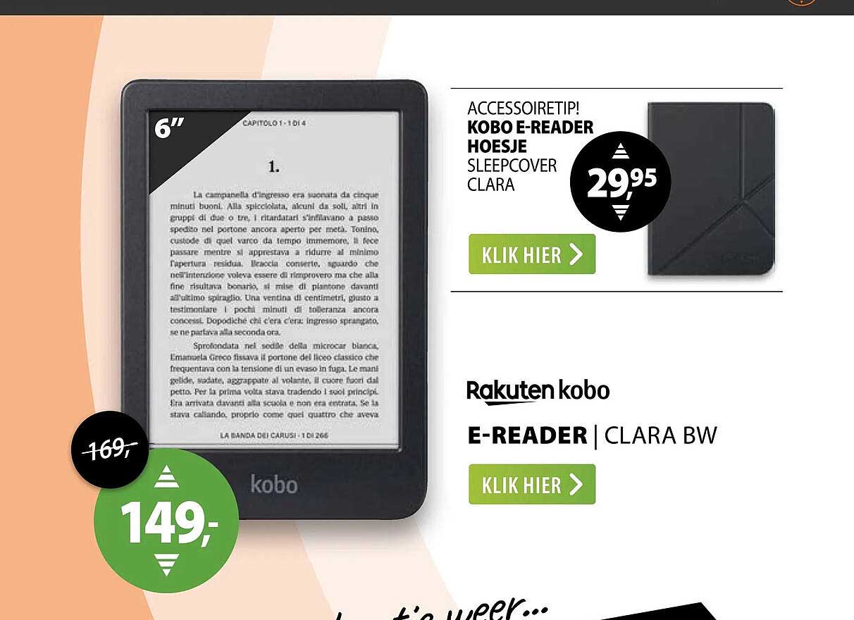 Kobo E-Reader hoesje Sleepcover Clara
