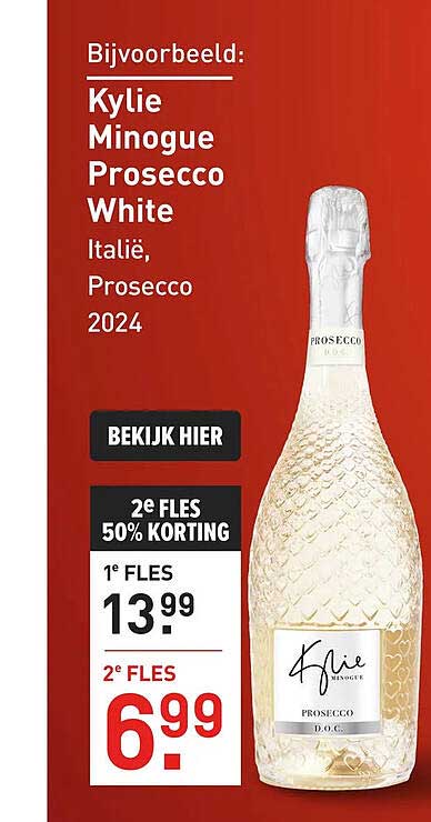 Kylie Minogue Prosecco White Italië, Prosecco 2024 2e Fles 50% Korting