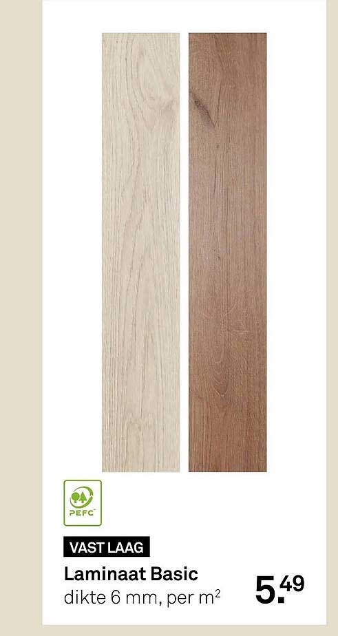 Laminaat Basic dikte 6 mm, per m² VAST LAAG