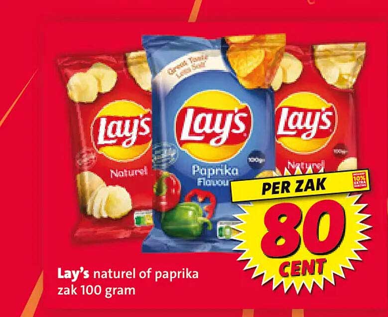 Lay’s naturel of paprika zak 100 gram