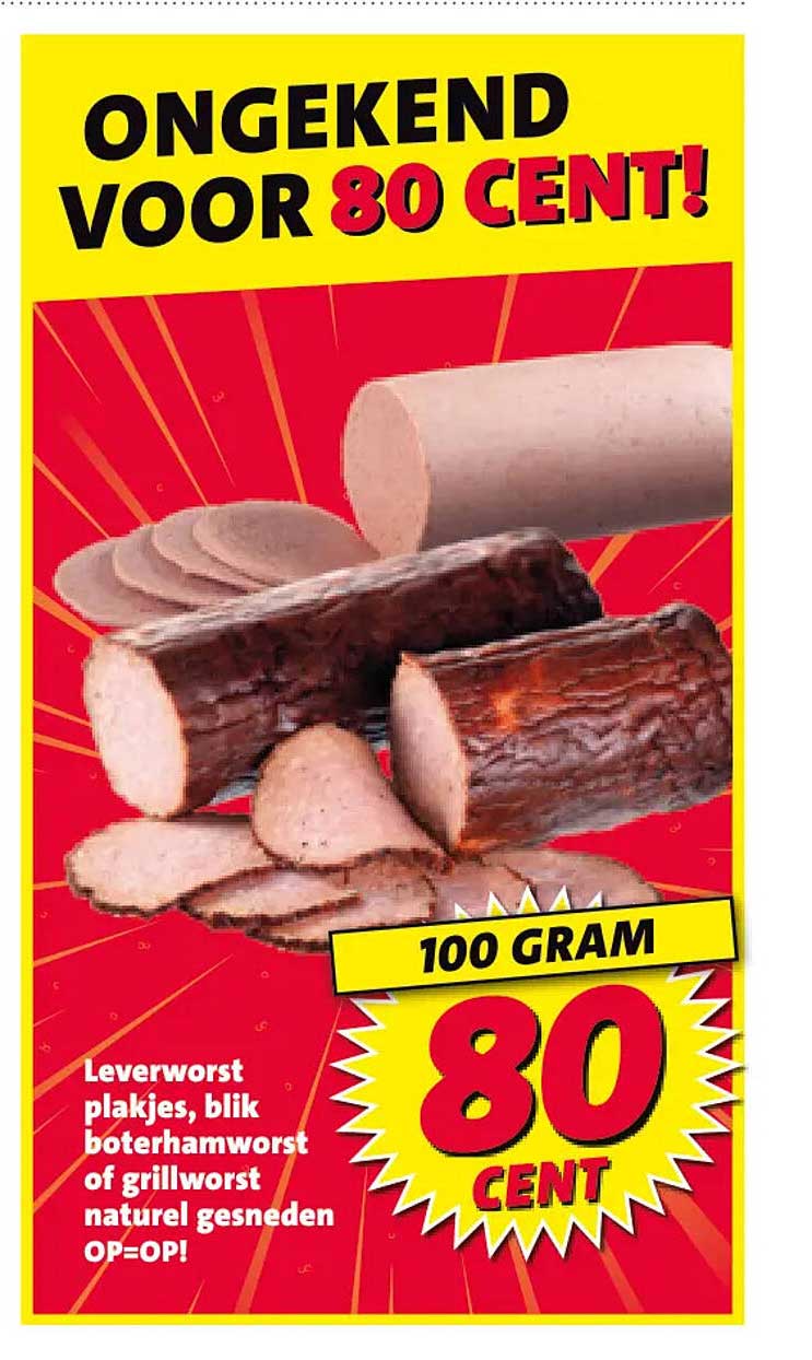 Leverworst plakjes, blik boterhamworst of grillworst naturel gesneden OP=OP!