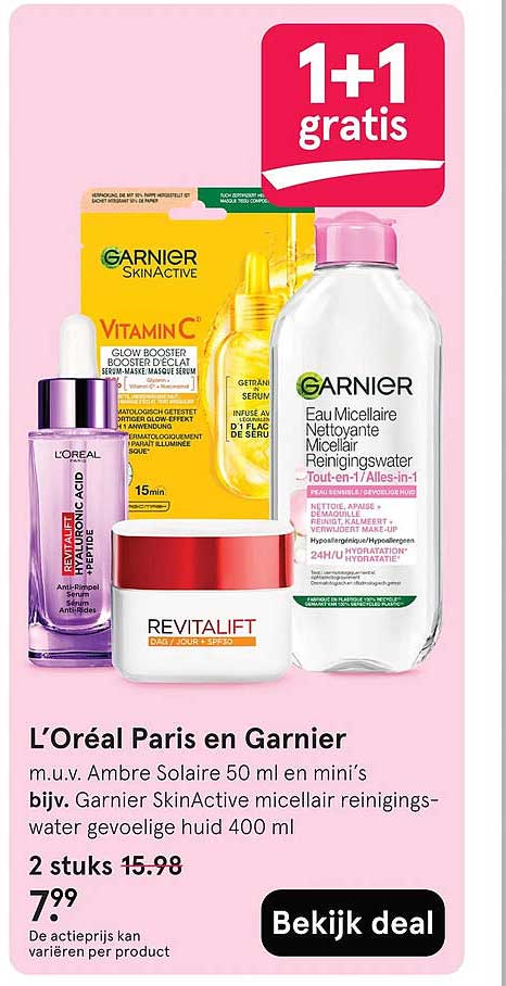 L’Oréal Paris en Garnier 1+1 gratis